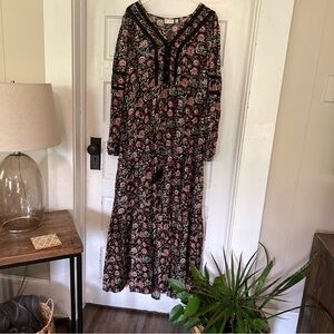 Wonderly Black and Pink Floral Maxi Dress